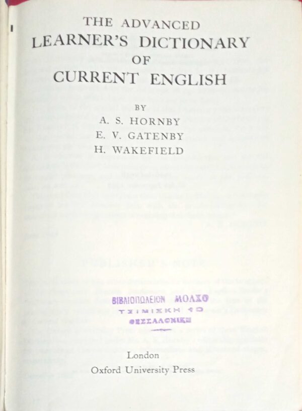 The Advsnced Learner's Dictionary of Current English